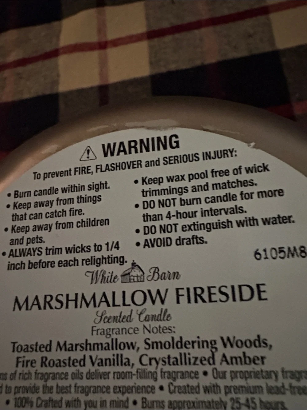 Nwt Marshmallow Fireside 3 wick White Barn Candle